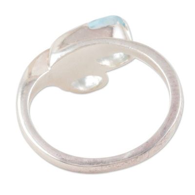 Alternate image for Handcrafted Blue Topaz and Silver Ring Rose of Truth