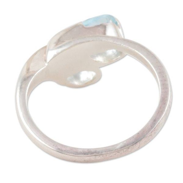 Alternate image for Handcrafted Blue Topaz and Silver Ring Rose of Truth
