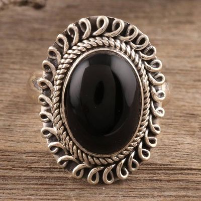 Alternate image for Onyx cocktail ring Black Majesty
