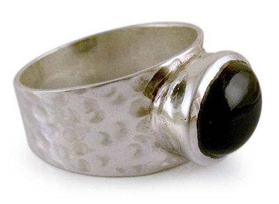 Alternate image for Sterling Silver Single Stone Onyx Ring from India Jewelry Enchanted Splendor