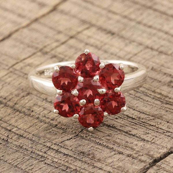 Alternate image for Floral Garnet Cocktail Ring from India Treasured Flower