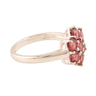 Alternate image for Floral Garnet Cocktail Ring from India Treasured Flower