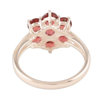 Alternate image for Floral Garnet Cocktail Ring from India Treasured Flower
