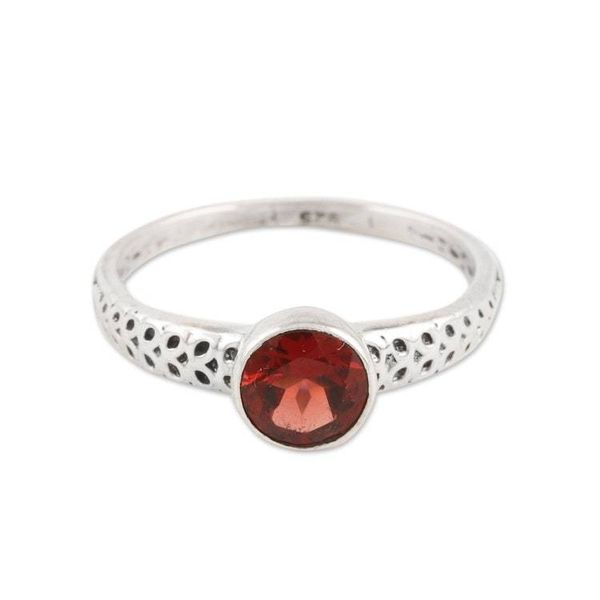 Alternate image for Faceted Garnet Solitaire Ring from India Royal Round