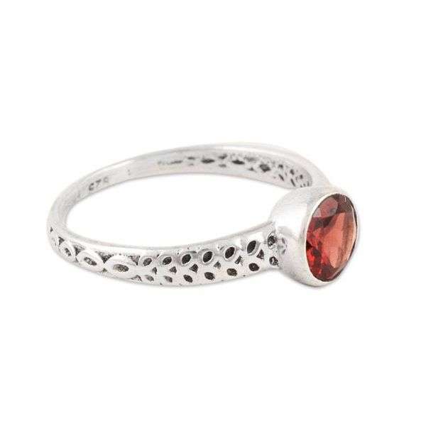 Alternate image for Faceted Garnet Solitaire Ring from India Royal Round