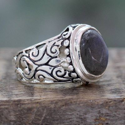Primary image for Handmade Labradorite and Sterling Silver Cocktail Ring Natural Romance