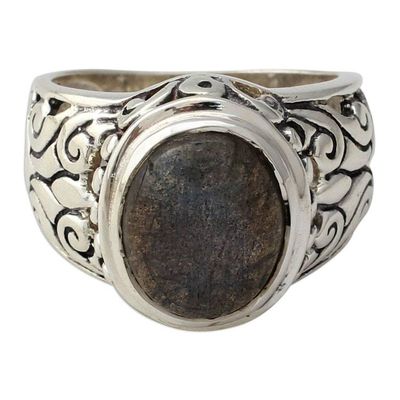 Alternate image for Handmade Labradorite and Sterling Silver Cocktail Ring Natural Romance