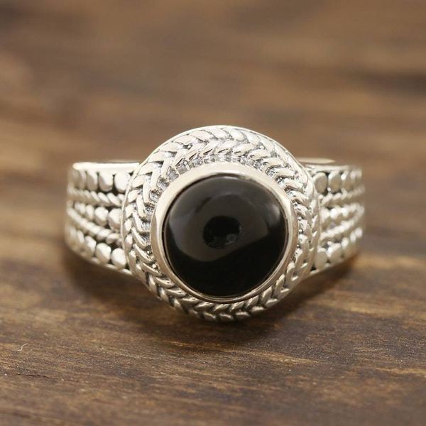 Alternate image for Patterned Black Onyx Cocktail Ring from India Black Elegance