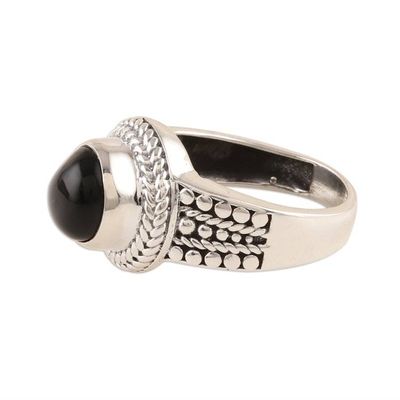 Alternate image for Patterned Black Onyx Cocktail Ring from India Black Elegance