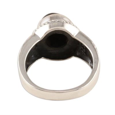 Alternate image for Patterned Black Onyx Cocktail Ring from India Black Elegance
