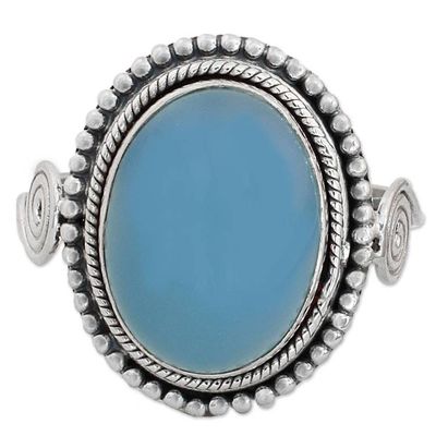 Alternate image for Blue Chalcedony and Sterling Silver Cocktail Ring from India Sky Reverie