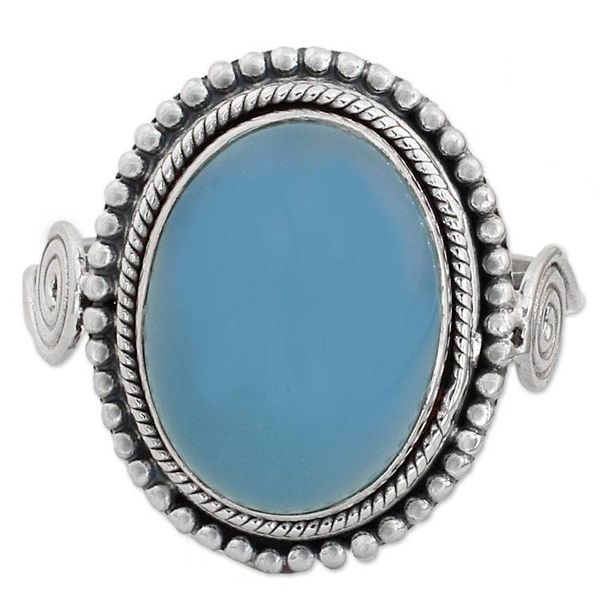 Alternate image for Blue Chalcedony and Sterling Silver Cocktail Ring from India Sky Reverie