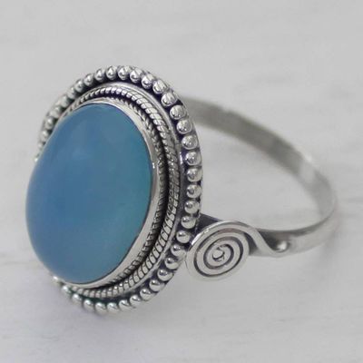 Alternate image for Blue Chalcedony and Sterling Silver Cocktail Ring from India Sky Reverie