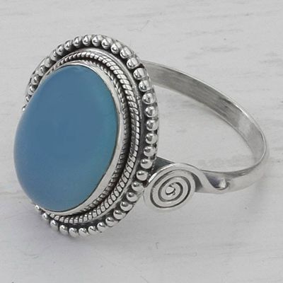 Alternate image for Blue Chalcedony and Sterling Silver Cocktail Ring from India Sky Reverie