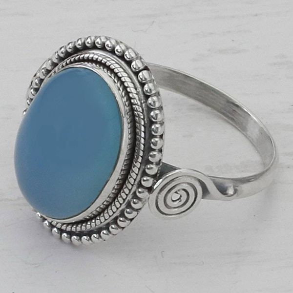 Alternate image for Blue Chalcedony and Sterling Silver Cocktail Ring from India Sky Reverie