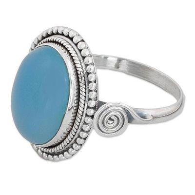 Alternate image for Blue Chalcedony and Sterling Silver Cocktail Ring from India Sky Reverie
