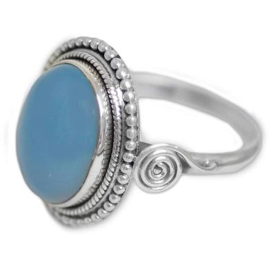 Alternate image for Blue Chalcedony and Sterling Silver Cocktail Ring from India Sky Reverie