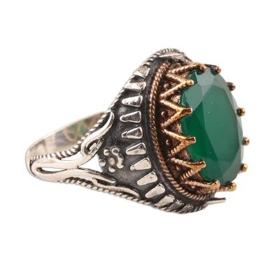 Alternate image for 6-Carat Green Onyx Single-Stone Ring from India Verdant Crown