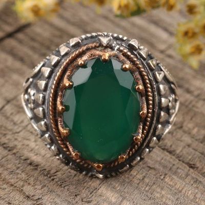 Alternate image for 6-Carat Green Onyx Single-Stone Ring from India Verdant Crown