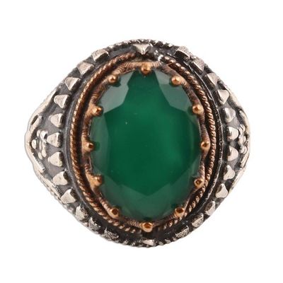 Alternate image for 6-Carat Green Onyx Single-Stone Ring from India Verdant Crown