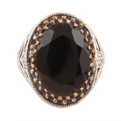 Alternate image for 14-Carat Black Onyx Single-Stone Ring from India Dark Glimmer