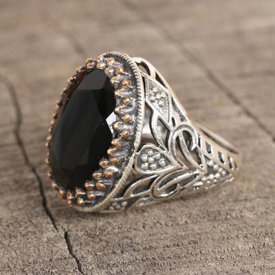 Alternate image for 14-Carat Black Onyx Single-Stone Ring from India Dark Glimmer