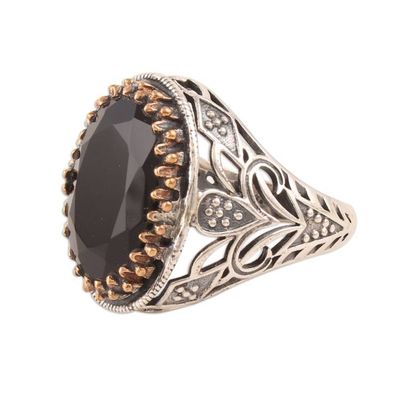 Alternate image for 14-Carat Black Onyx Single-Stone Ring from India Dark Glimmer