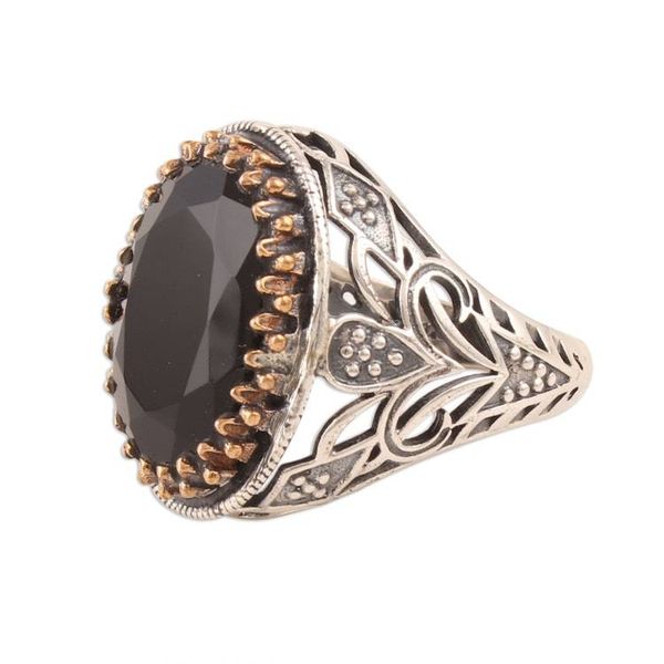 Alternate image for 14-Carat Black Onyx Single-Stone Ring from India Dark Glimmer