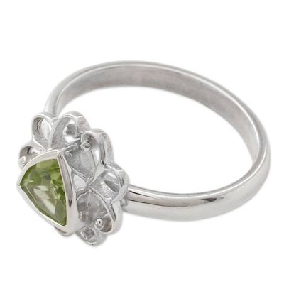 Alternate image for Peridot and Sterling Silver Handcrafted Ring Delhi in Green