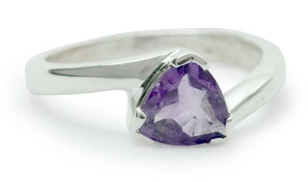 Alternate image for Hand Made Modern Sterling Silver Solitaire Amethyst Ring Scintillating Jaipur