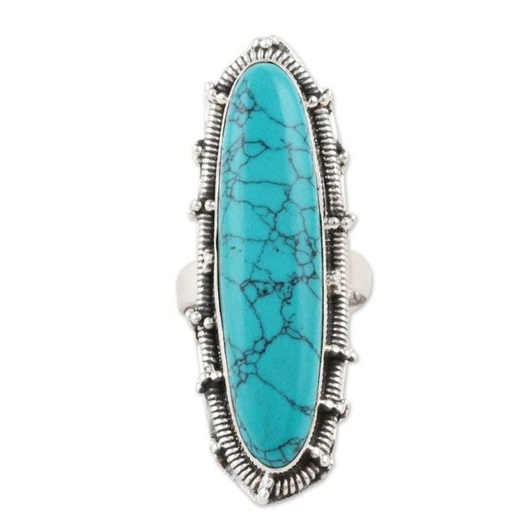 Alternate image for Hand Crafted Recon Turquoise and Sterling Silver Ring Blue Forever