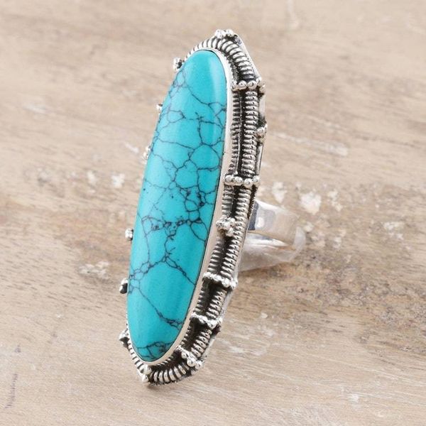 Alternate image for Hand Crafted Recon Turquoise and Sterling Silver Ring Blue Forever