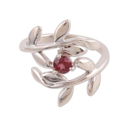 Alternate image for 925 Sterling Silver Garnet Cocktail Ring from India Crimson Branches
