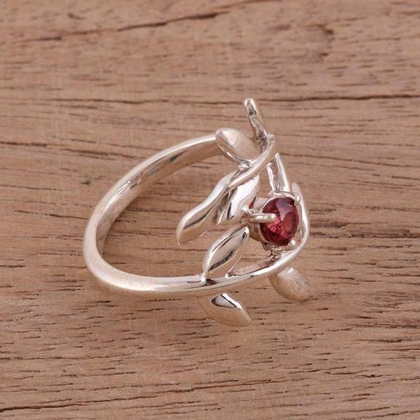 Alternate image for 925 Sterling Silver Garnet Cocktail Ring from India Crimson Branches