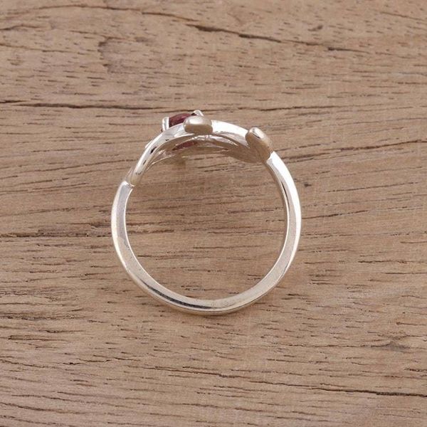 Alternate image for 925 Sterling Silver Garnet Cocktail Ring from India Crimson Branches