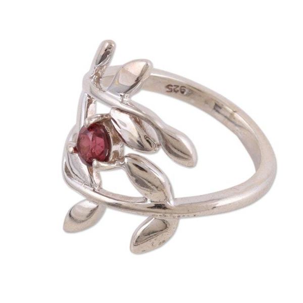 Alternate image for 925 Sterling Silver Garnet Cocktail Ring from India Crimson Branches