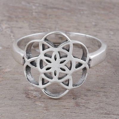 Primary image for Geometric Sterling Silver Cocktail Ring from India Floral Illusion