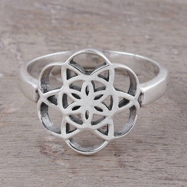 Alternate image for Geometric Sterling Silver Cocktail Ring from India Floral Illusion