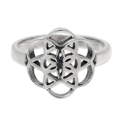 Alternate image for Geometric Sterling Silver Cocktail Ring from India Floral Illusion