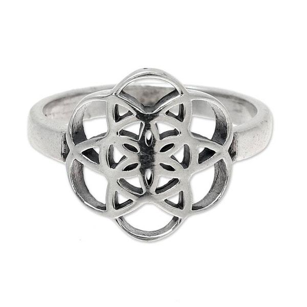 Alternate image for Geometric Sterling Silver Cocktail Ring from India Floral Illusion