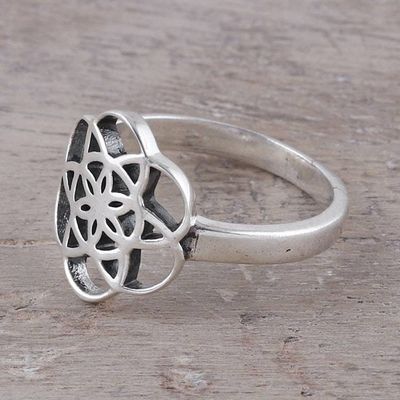 Alternate image for Geometric Sterling Silver Cocktail Ring from India Floral Illusion