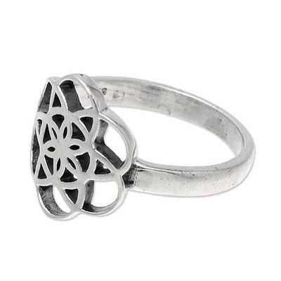 Alternate image for Geometric Sterling Silver Cocktail Ring from India Floral Illusion