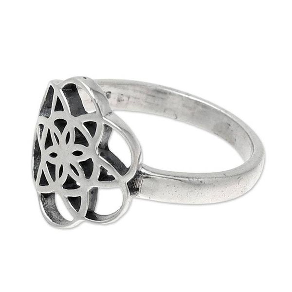 Alternate image for Geometric Sterling Silver Cocktail Ring from India Floral Illusion