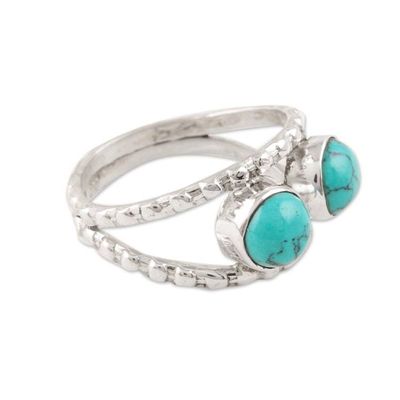 Alternate image for Reconstituted Turquoise and Sterling Silver Cocktail Ring Blue Encounter