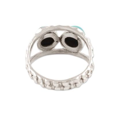 Alternate image for Reconstituted Turquoise and Sterling Silver Cocktail Ring Blue Encounter