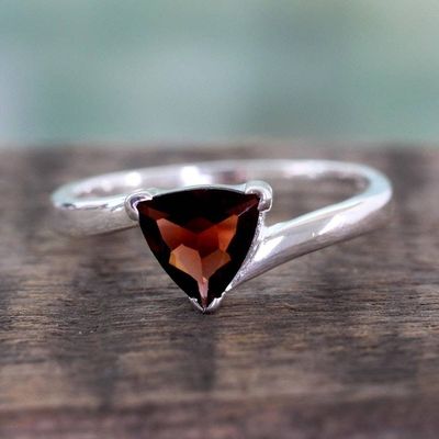 Alternate image for Garnet Solitaire Ring Scintillating Jaipur
