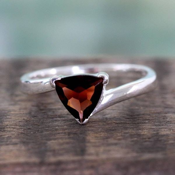 Alternate image for Garnet Solitaire Ring Scintillating Jaipur