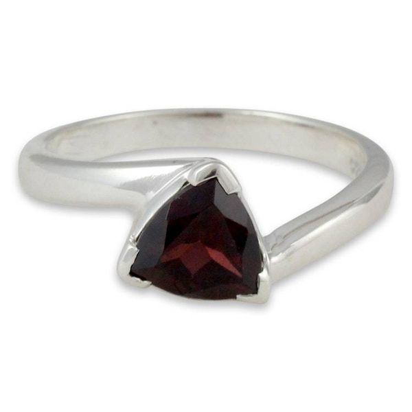 Alternate image for Garnet Solitaire Ring Scintillating Jaipur