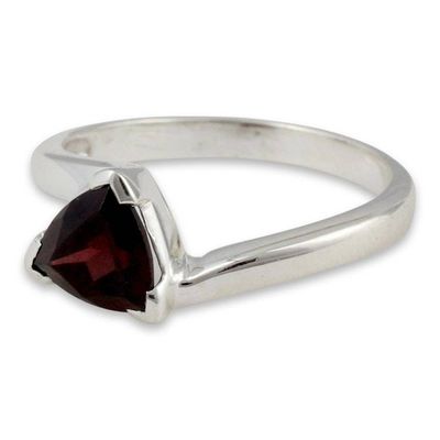Alternate image for Garnet Solitaire Ring Scintillating Jaipur