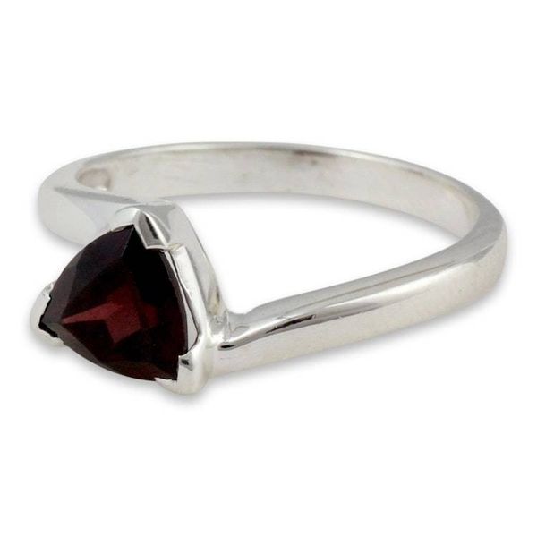 Alternate image for Garnet Solitaire Ring Scintillating Jaipur
